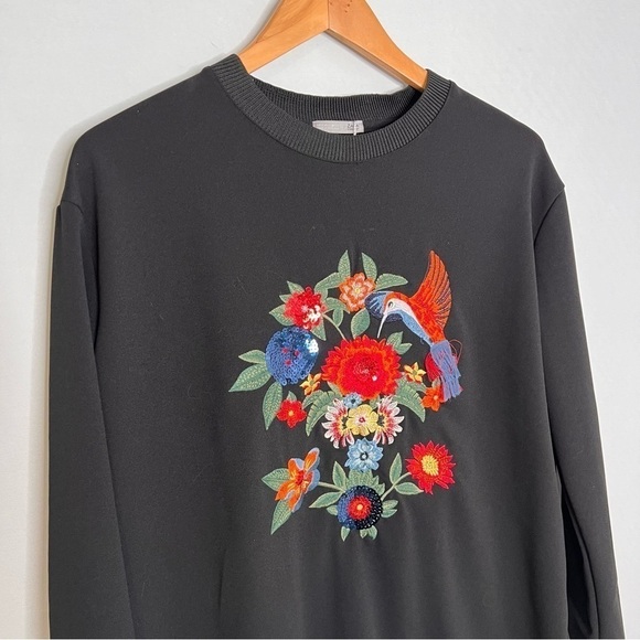 NWT! ZARA Floral Embroidered Hummingbird Ruffle Hem Long Sleeve Dress. Size S - Picture 5 of 12